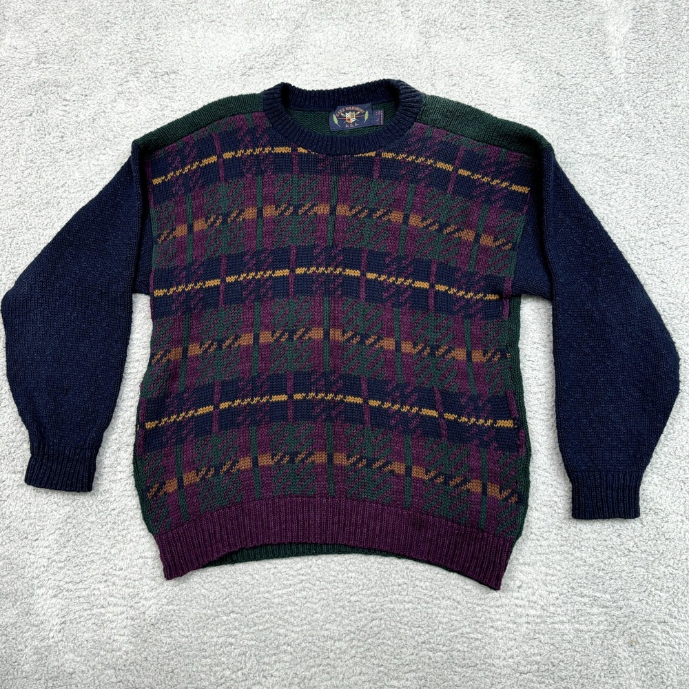 Lake Harmony‎ Sweater Mens L Blue Grandpacore Acedemia Retro Vintage Inspired